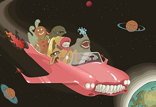 Alien freak ride. Vector illustration