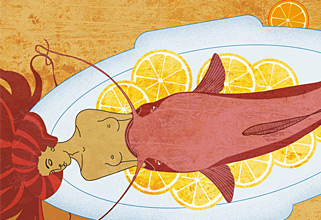 Fish dish. PhotoShop illustration