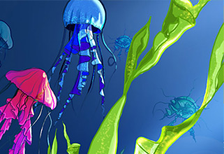 Desktop jelly fish. PhotoShop illustration