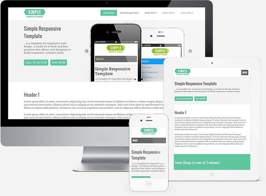 Simple Responsive Template on different devices