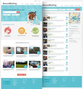 Home page & Search result pages screenshot of housemydog.com