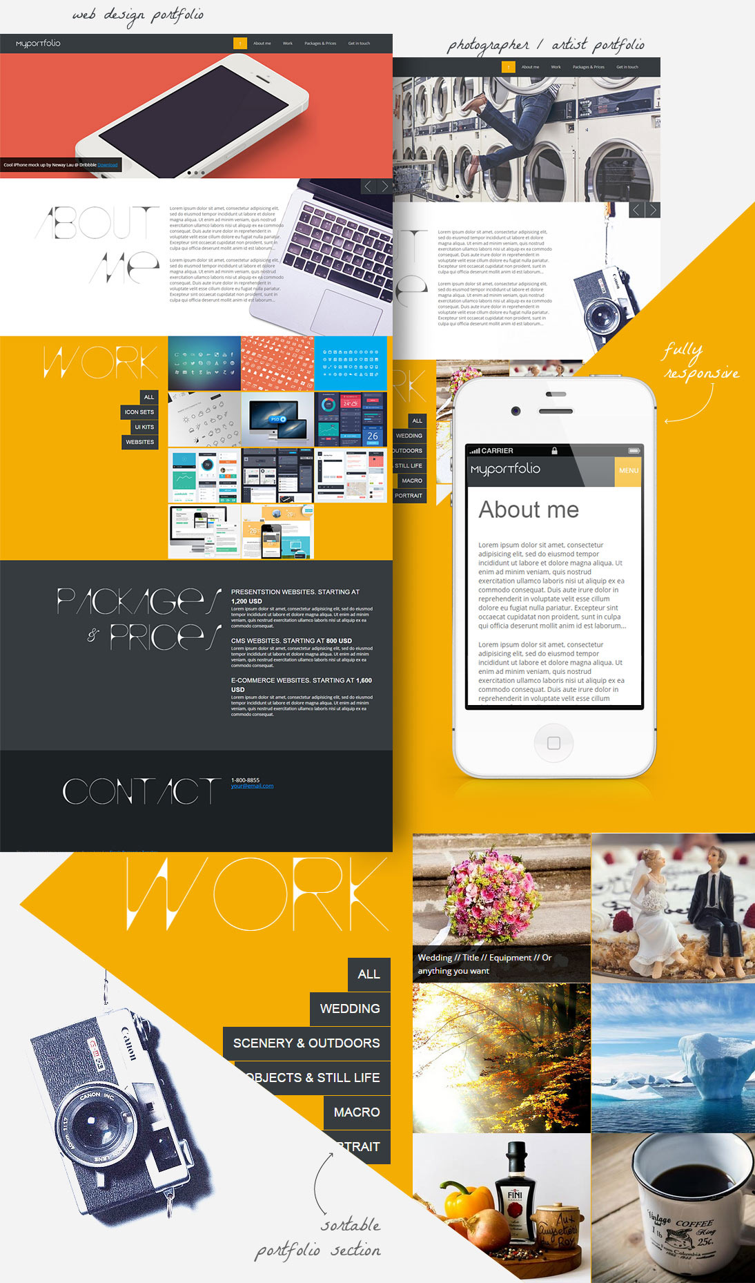 Responsive portfolio template screenshots