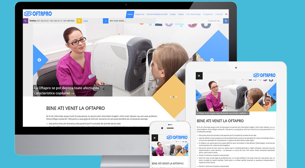 Homepage of Oftapro site screenshot, responsive