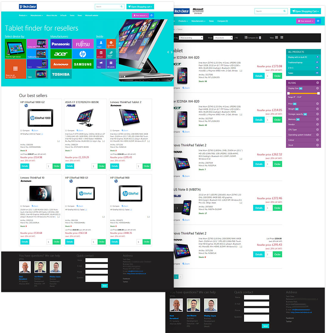 Home page & Search result pages screenshot of Metro style eCommerce front-end